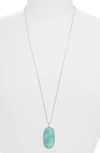 Kendra Scott Reid Long Faceted Pendant Necklace In Gold Sea Green Stone
