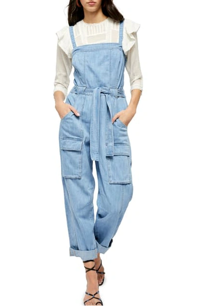 Free People Go West Denim Jumpsuit In Mirage Blue