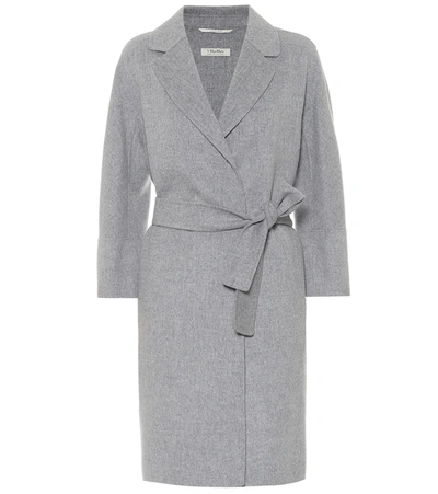 Max Mara Arona Belted Virgin-wool Coat In Grey