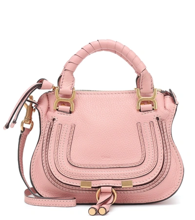 Chloé Marcie Mini Leather Tote In Pink