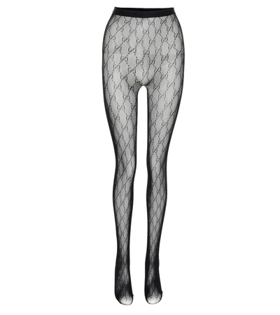 Gucci Gg Patterned Tights In Black