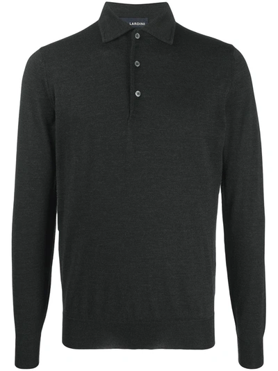 Lardini Long-sleeved Wool Polo Shirt In Grey