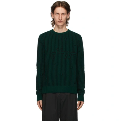 Off-white Slim Fit Sweater With Logo In Dark Green