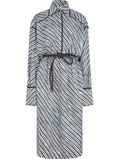 Fendi X Joshua Vides Stripe Print Midi Dress In Blue
