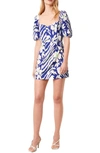 French Connection Berina Whisper Printed Dress In Clement Blue Multi
