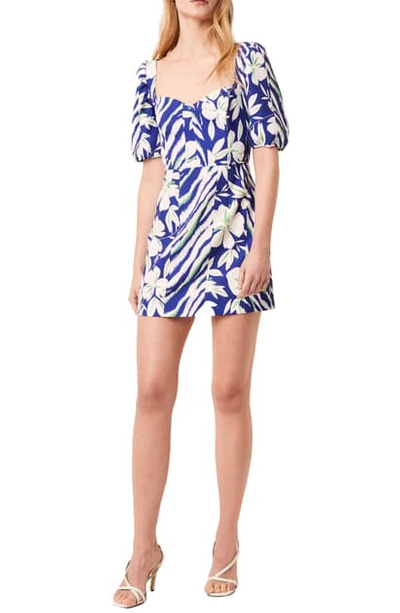 French Connection Berina Whisper Printed Dress In Clement Blue Multi