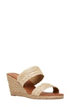 Andre Assous Nolita Raffia Womens Espadrille Slip On Wedge Sandals In Beige Fabric