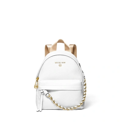 Michael Michael Kors Slater Extra-small Pebbled Leather Convertible Backpack In Optic White/gold