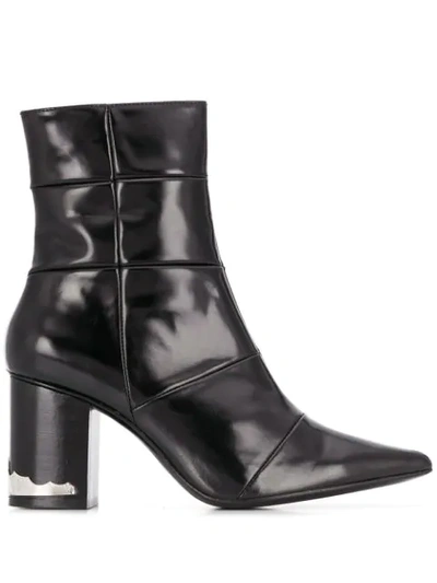 Toga Contrast Panel Hardware Detail Ankle Boots In Black
