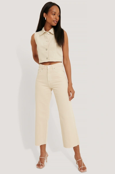 Na-kd Wide Leg Beige Denim - Beige