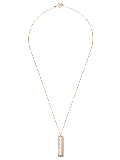 Lia Di Gregorio 18kt Yellow Gold Box Parallelepipedo Akoya Pearl Pendant Necklace In 18kt Yellow Gold & Akoya Pearls