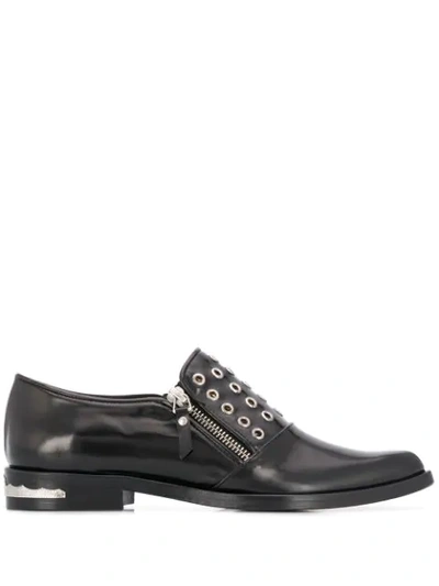 Toga Eyelet Detail Side Zip Loafers In Black