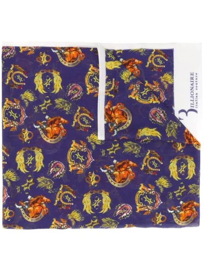Billionaire Cowboy Print Scarf In Blue