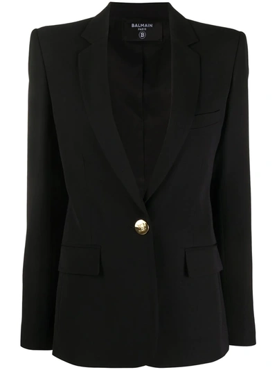 Balmain Single-breasted Structured Blazer In Black