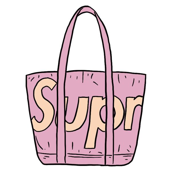 supreme raffia tote purple