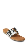 Andre Assous Nice Sandal In Black Cow Print Fabric