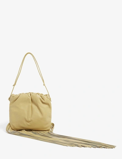 Bottega Veneta The Fringe Pouch Shoulder Bag In Tapioca-gold