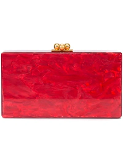 Edie Parker Jean Marbled Acrylic Box Clutch In Red