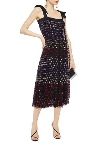 Temperley London Wendy Satin-trimmed Sequined Tulle Midi Dress In Black