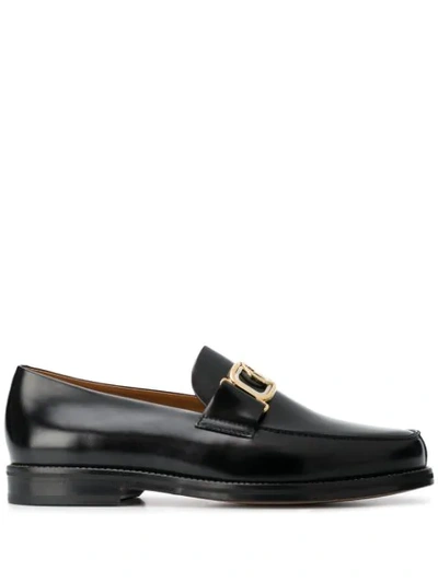 Lanvin Swan Loafers With Logo Buckle In Black