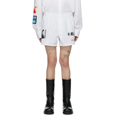 Raf Simons Cotton Boxer Shorts W/ Patches In White