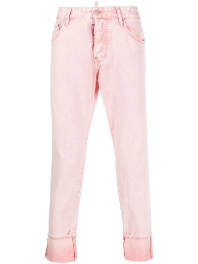 Dsquared2 Cuffed-hem Cropped Jeans In Pink