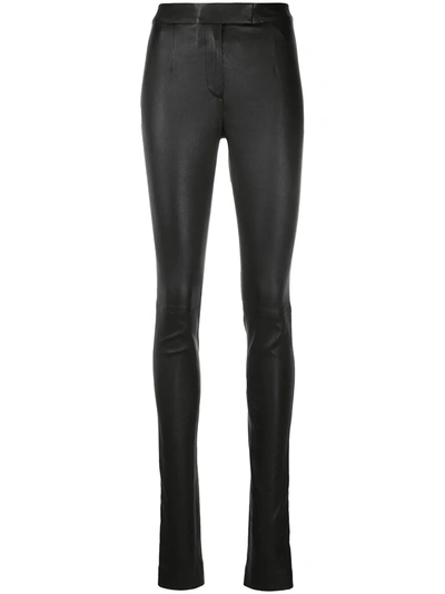 Fenty Leather Skinny Trousers With Slits In Black