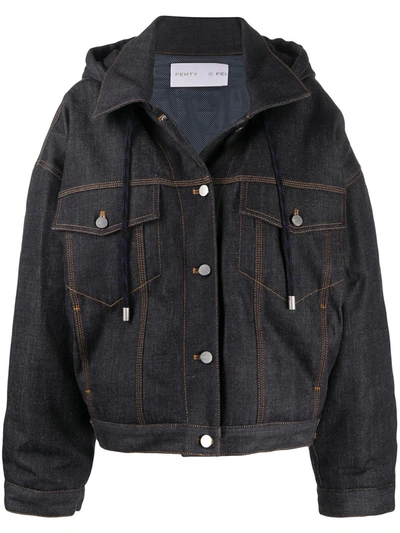 Fenty Oversized Padded Denim Jacket In Blue