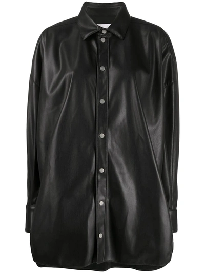 Fenty Faux Leather Oversized Shirt In Black