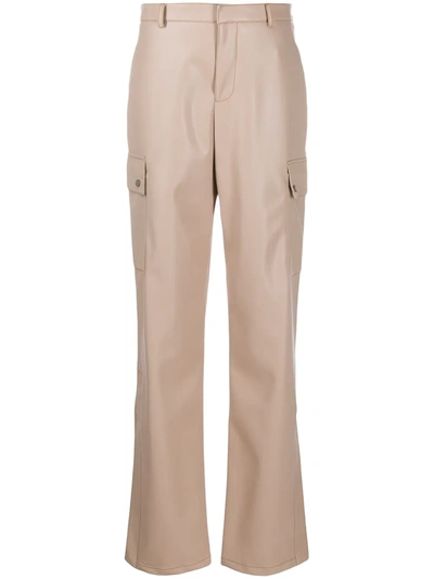 Fenty Faux Leather Baggy Trousers In Neutrals