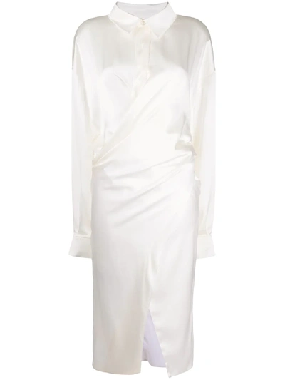 Fenty Satin Shirt Dress In White