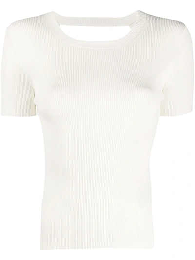 P.a.r.o.s.h Regina Ribbed Knit Top In White