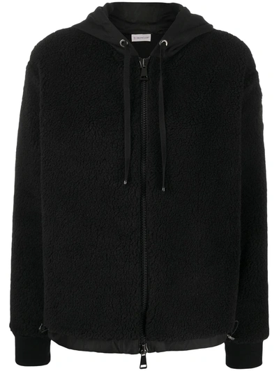 Moncler Enfant Kids' Fleece Pattern Zip-up Jacket In Black