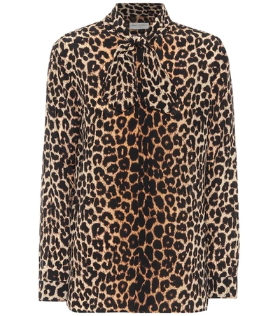 Saint Laurent Pussy-bow Leopard-print Silk Crepe De Chine Shirt In Animal Print