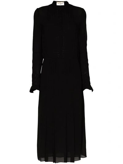 Saint Laurent Sheer Shirt Dress In Black