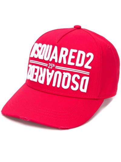 Dsquared2 Logo Embroidered Cap In Red