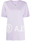 Mm6 Maison Margiela Over Logo Cotton Jersey T-shirt In Purple