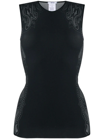 Wolford Om Pointelle-knit Stretch-jacquard Tank In Black Ash
