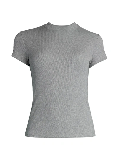 Theory Tiny Rib-knit Tee In Melange Grey