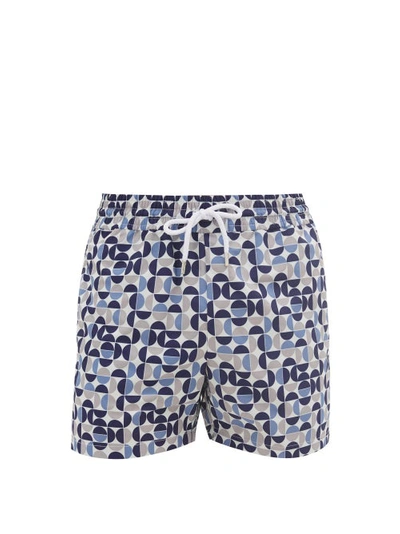 Frescobol Carioca Shade Short-length Printed Swim Shorts In Blue