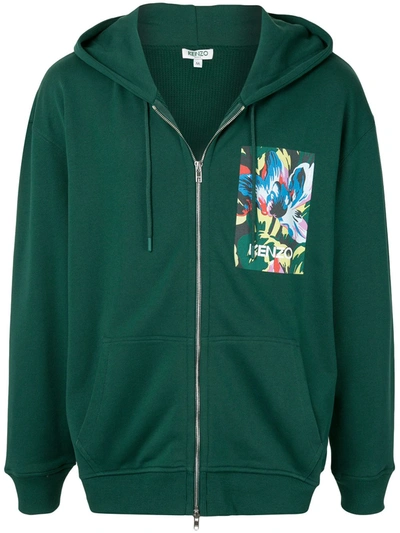 Kenzo X Vans Floral-print Zip-up Hoodie In Green