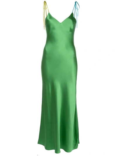 Dannijo Ivy Tie Strap Silk Slip Dress In Green