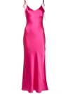 Dannijo Hot Pink Tie Strap Silk Slip Dress