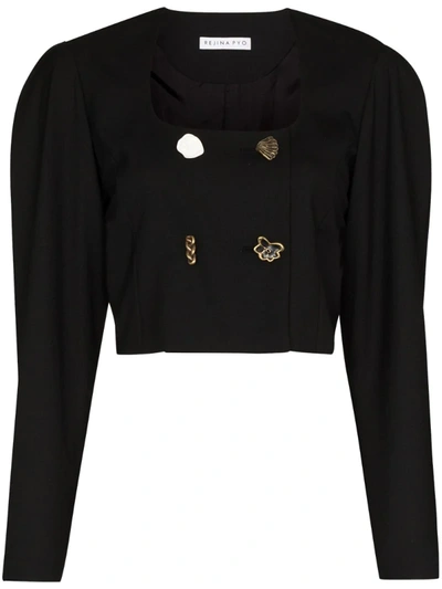 Rejina Pyo Nina Double-breasted Cropped Jacket In Black