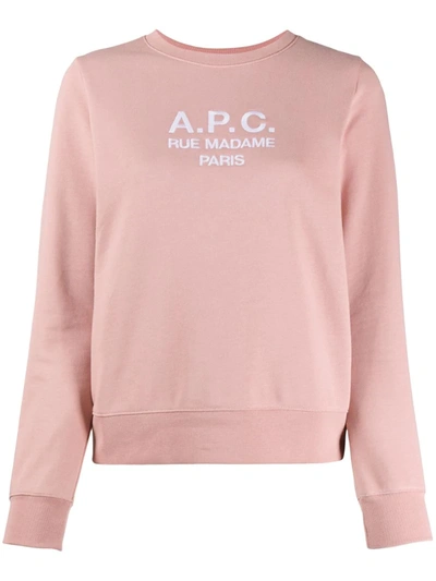 A.p.c. Tina Embroidered Logo Cotton Sweatshirt In Pink