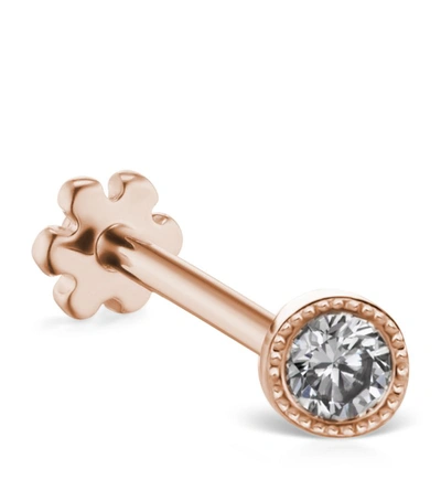 Maria Tash 3mm Scalloped Set Diamond Thre In Rose Gold
