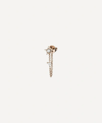 Maria Tash 18ct Diamond Star And Trillion Chain Wrap Single Stud Earring In Rose Gold