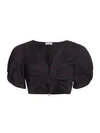 A.l.c Ryan Puff-sleeve Cropped Top In Black