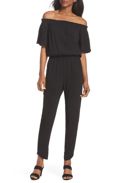 Fraiche By J Ruffle Detail Strapless Jumpsuit In Black