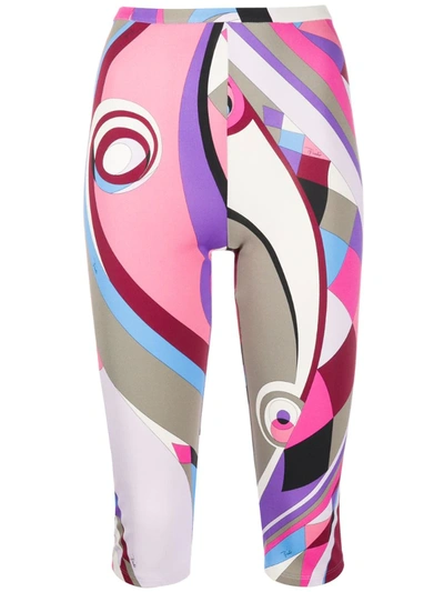Emilio Pucci Abstract-print Knee-length Leggings In Multicolour